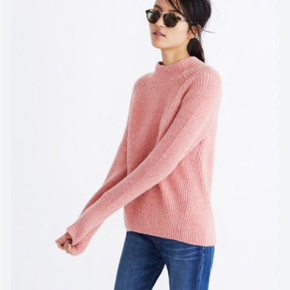 MADEWELL NORTHFIELD RIBBED MOCKNECK SWEATER PINK SMALL - Picture 5 of 5